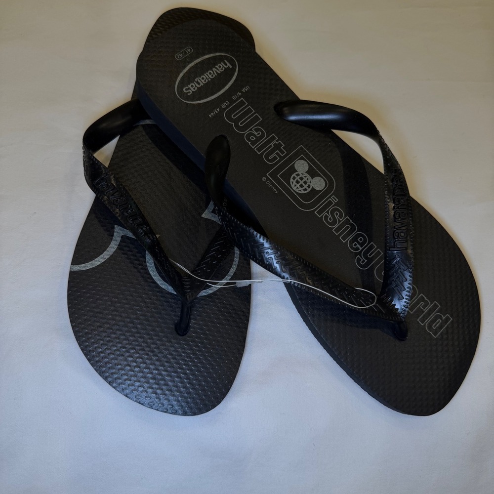 Havaianas Walt Disney World Mickey Mouse Black Flip Flops Mens 9/10 Womens 11/12